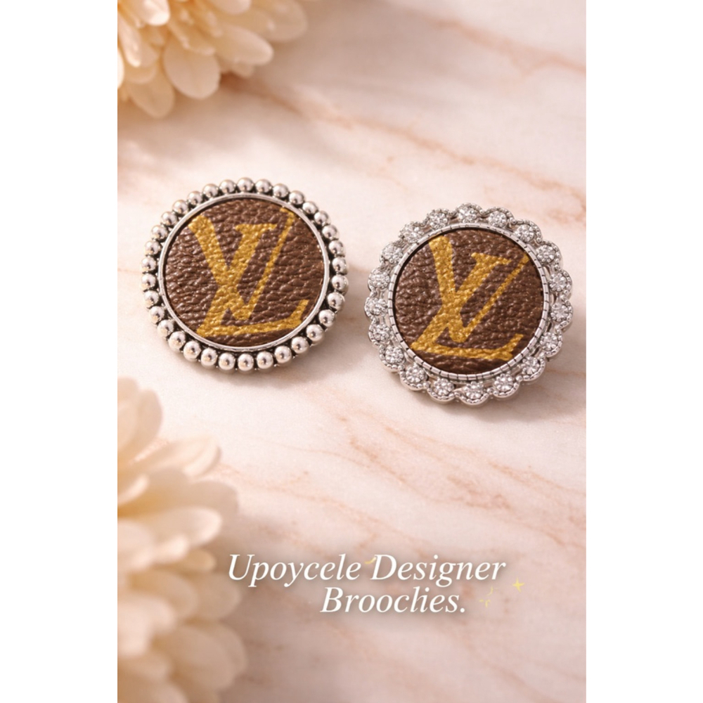 Designer Canvas Statement Brooch Set | Silver Beaded & Rhinestone Style